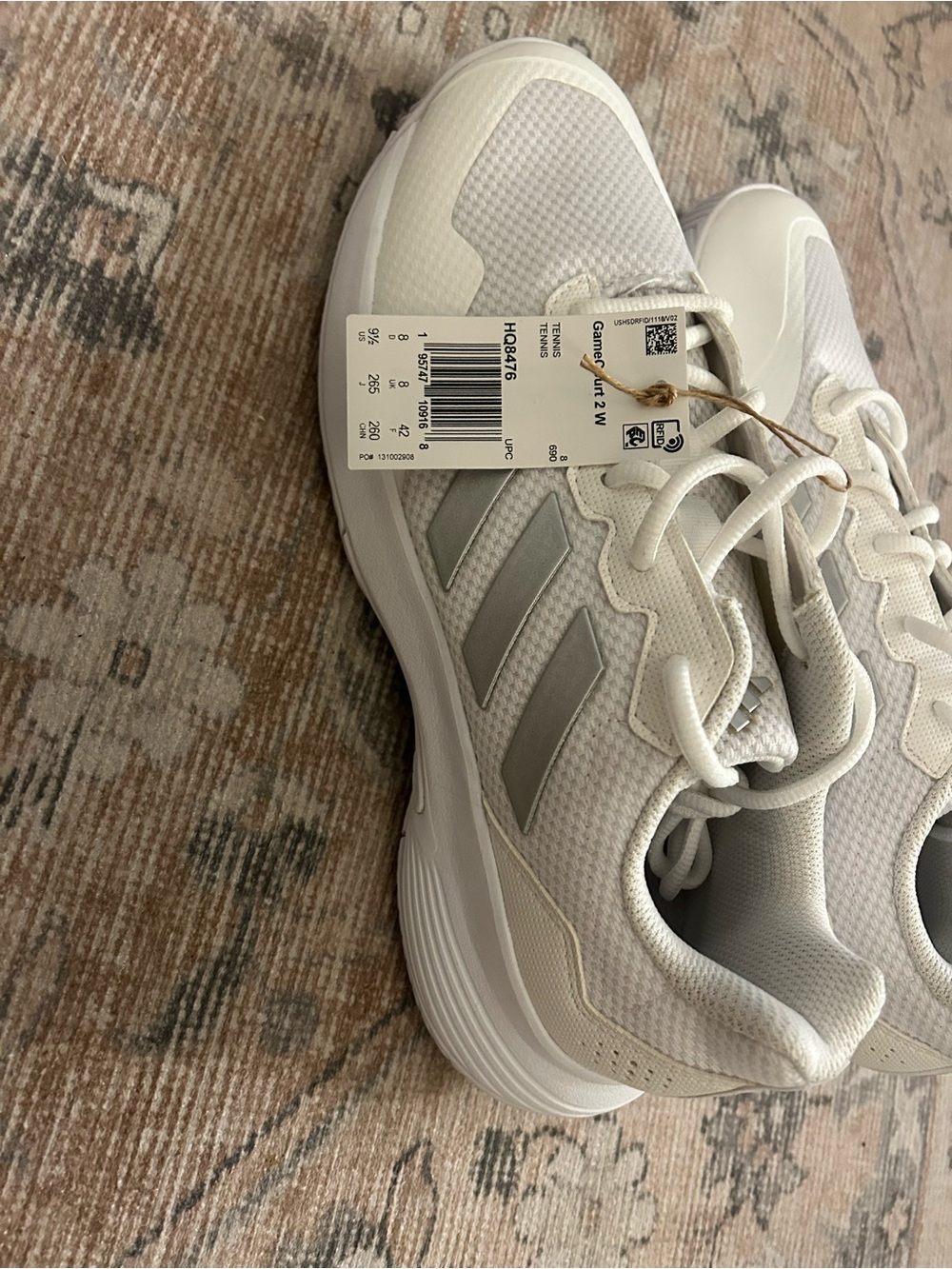 adidas Women's White Sneakers with Gray Stripes - Picture 2 of 6